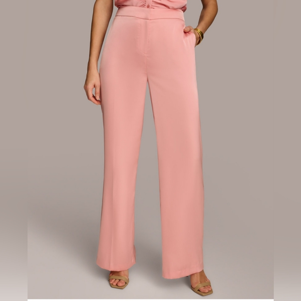 DONNA KARAN NEW YORK PEACH WIDE LEG PANTS SIZE 2 NWT